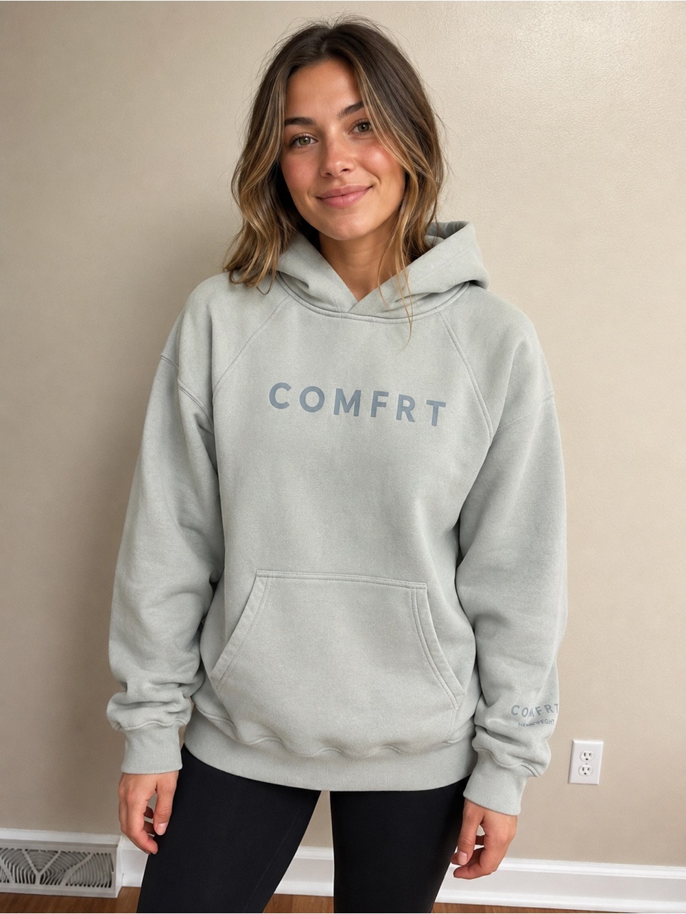 COMFRT Minimalist Hoodie Steel Gray Oversized Heavyweight Sweatshirt Size XS